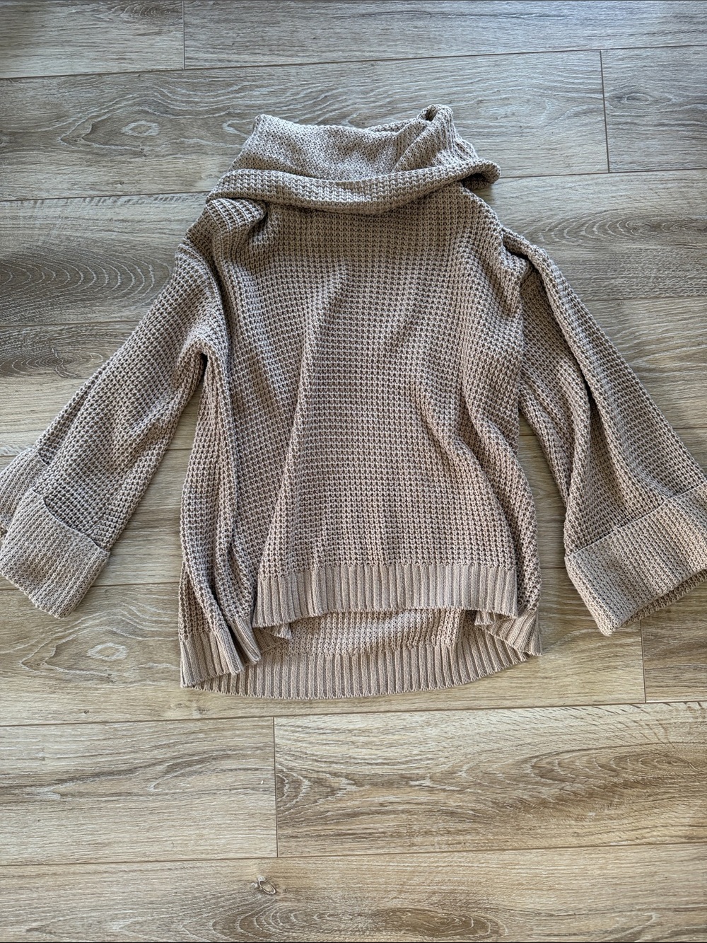 Show Me Your MuMu Waffle Knit Cowl Sweater in Taupe